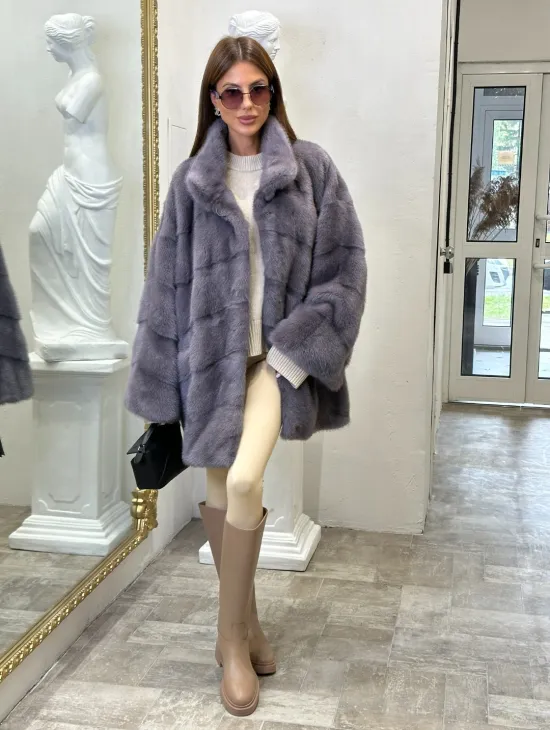 Шуба из норки стойка воротник - фото 7