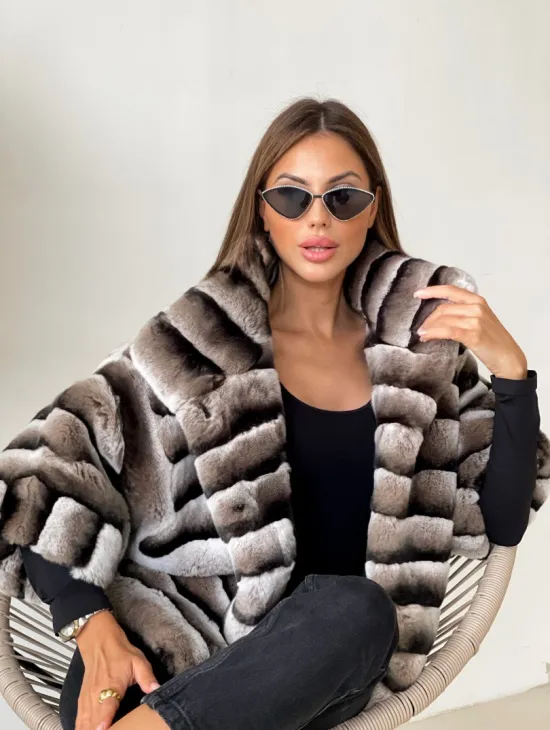 Болеро из шиншиллового орилага с воротником-стойка - фото 1