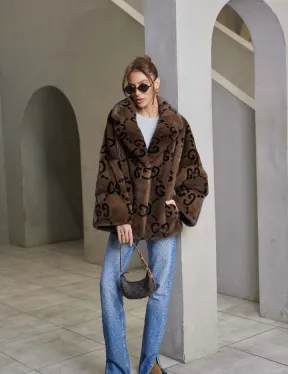 Жакет норковый роспуск английский воротник, принт - фото 3