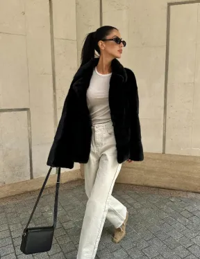 Полушубок из черной норки премиум аукциона - английский воротник - фото 12