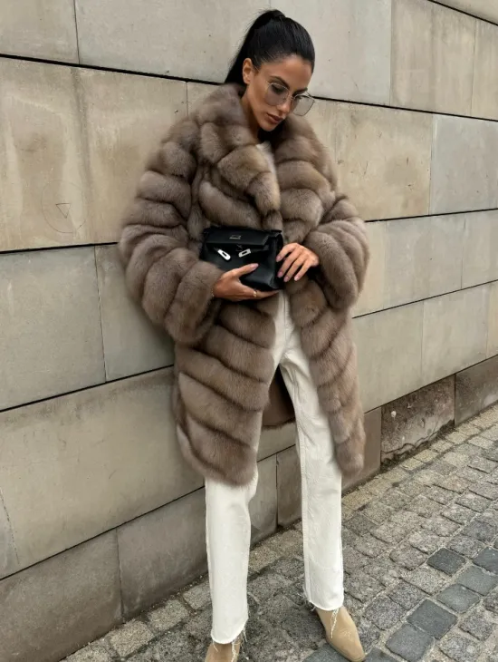 Шуба из куницы женская - цвет тор-тор - фото 9